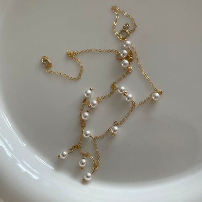 Classic 14K Gold Filled Pearl Station Necklace