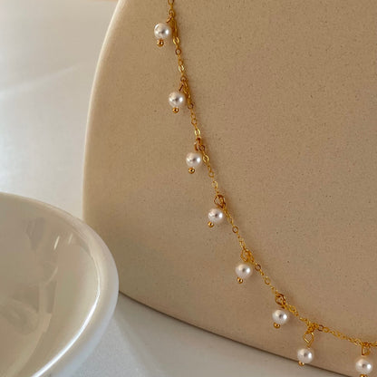 Classic 14K Gold Filled Pearl Station Necklace