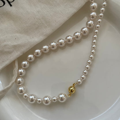 Classic Pearl Necklace with 14K Gold Magnetic Clasp