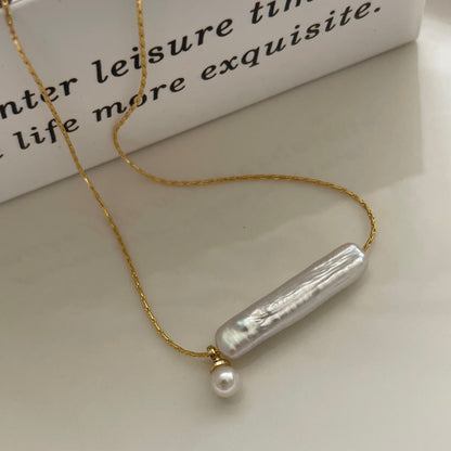 Natural Baroque Pearl Bar Necklace