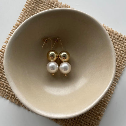 Golden and White Pearl Earrings