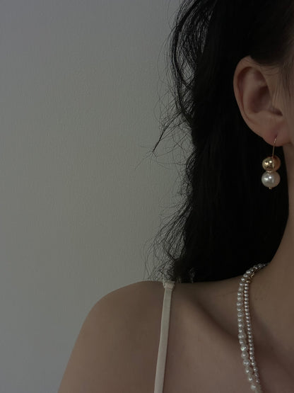 Golden and White Pearl Earrings