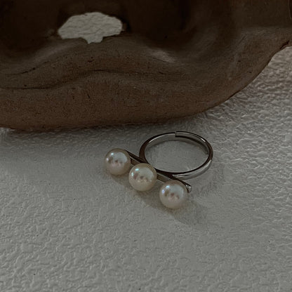 Silver Pearl Bar Ring