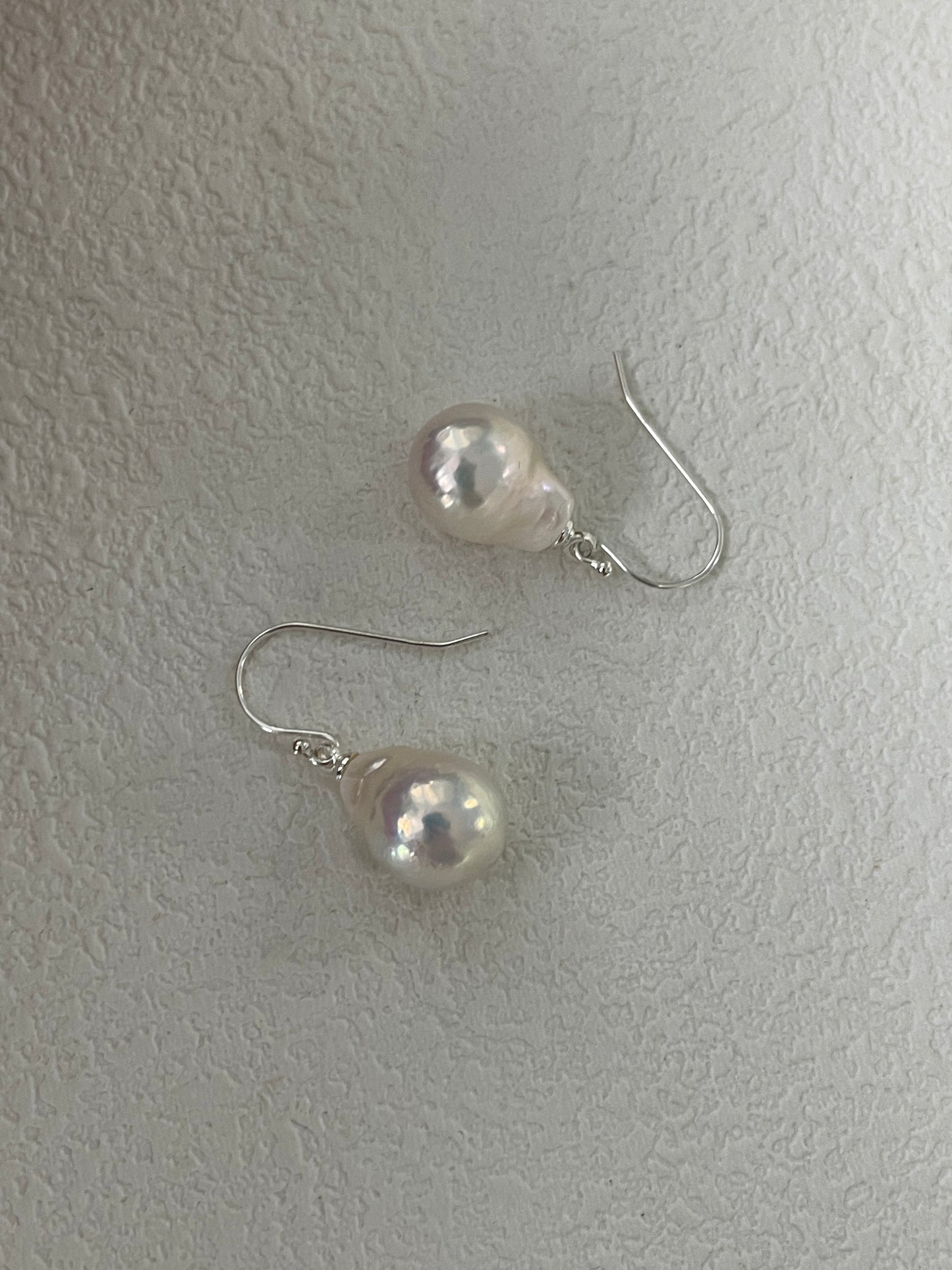 Sterling Silver Hook Earrings with Baroque Pearl